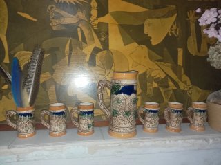 Jarra y 6 Vasos de Cerámica