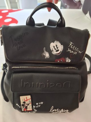 Mochila Desigual Piel Negra Mickey Mouse