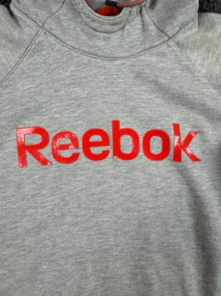 Sudadera Reebok Gris con Capucha Logo Rojo Polar T