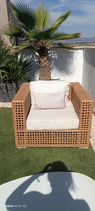 Conjunto sillones exterior mimbre y tela