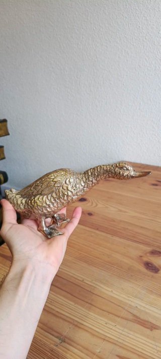 Figuras de patos en bronce bañado en plata