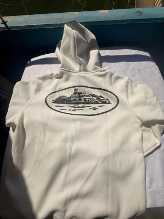 Sudadera Corta Blanca con Cremallera Corteiz
