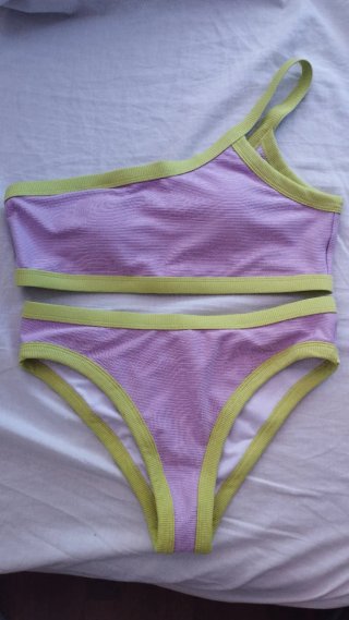 Bikini morado y verde talla única