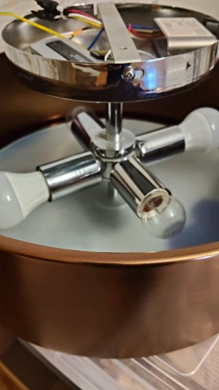 Lámpara Techo cobre y plata, con mando a distancia