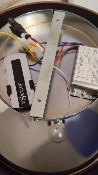 Lámpara Techo cobre y plata, con mando a distancia