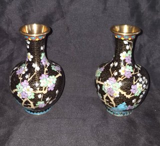 Pareja de Jarrones Cloisonné Chinos Vintage