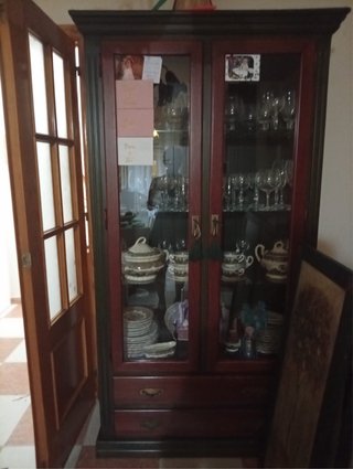 Vitrina de madera y cristal