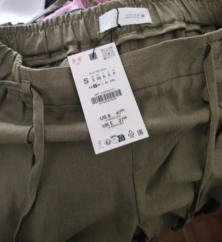 SIN ESTRENAR - Pantalón de Lino Zara Verde Talla S