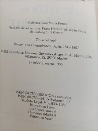 Cuentos de niños y del hogarII I J y w Grimm