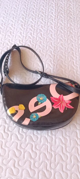 Bolso Desigual Negro y Rosa con Flores