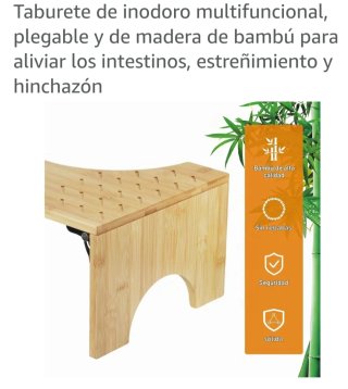 Taburete WC Bambú Plegable
