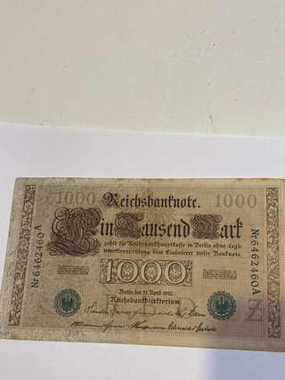Billete 1000 Marcos Alemanes 1910