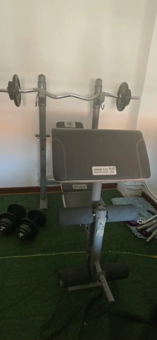 Banco de pesas BM210 con barra Z y discos