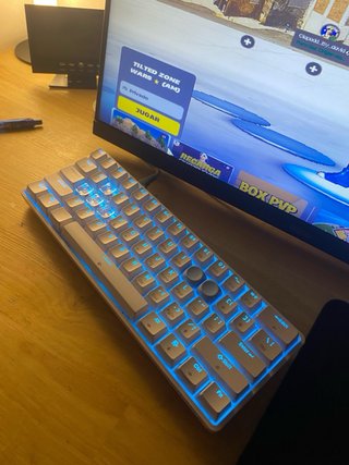 Teclado Mecánico Blanco con Luces LED Azules