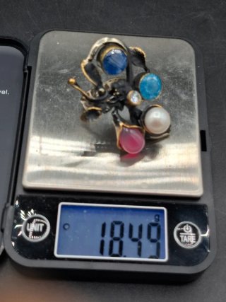 Anillo Artístico de Plata 925 con Perla y Piedras