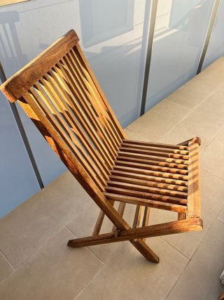 Mesa y 4 sillas de exterior madera teca