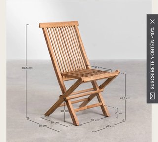 Mesa y 4 sillas de exterior madera teca