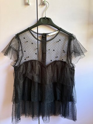 Camicetta Zara in Tulle Nero con Perline