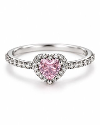 Conjunto Pandora Corazón Rosa y Circonitas