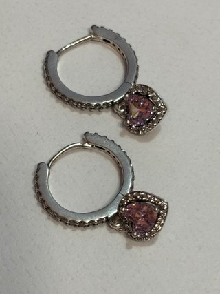 Conjunto Pandora Corazón Rosa y Circonitas