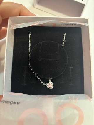 Conjunto Pandora Corazón Rosa y Circonitas