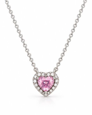 Conjunto Pandora Corazón Rosa y Circonitas