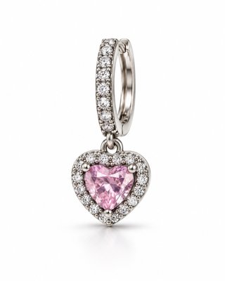 Conjunto Pandora Corazón Rosa y Circonitas