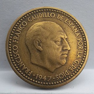 Moneda 1 Peseta 1947 Estrella 53 Franco 1947*53