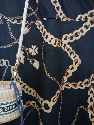 Vestido largo de manga larga estampado cadenas