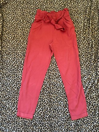 Pantaloni Paperbag Corallo Vita Alta Taglia S