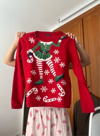 Jersey Navideño Rojo de Elfo Talla M