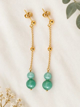 Pendientes oro plata con piedras verdes