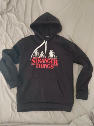 Sudadera Stranger Things con Capucha Negra Talla X