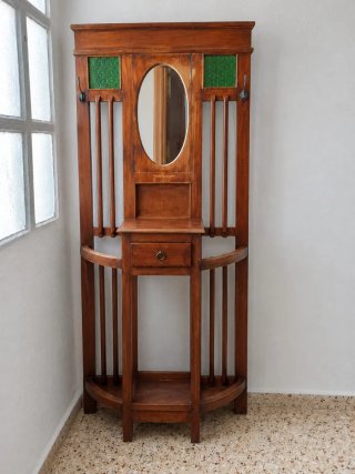 Paragüero de madera con espejo y cajón