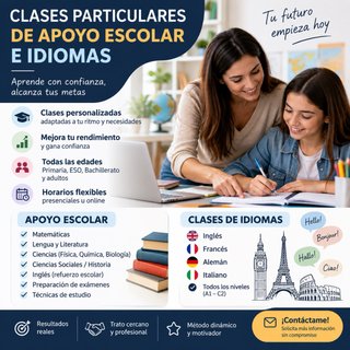 PROFESORA DE APOYO ESCOLAR E IDIOMAS , NATIVA