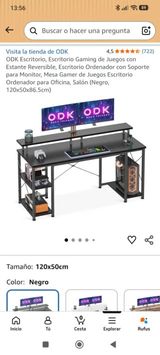 Escritorio Gaming ODK Negro 120x50cm