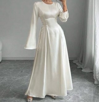 Vestido Largo Blanco Satinado