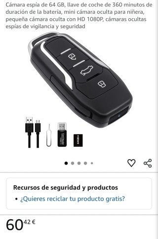 Cámara Espía en Llave de Coche 64GB 360'