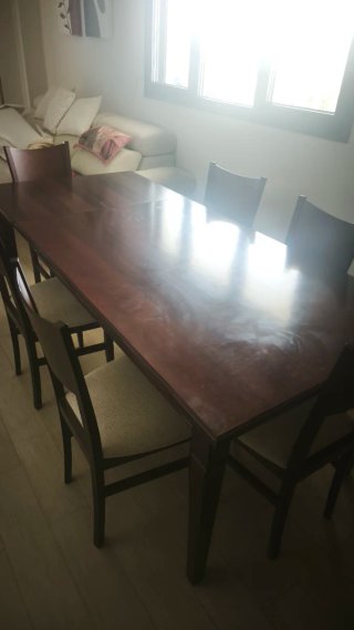 Mesa de Salón de Madera extensible y 6 Sillas