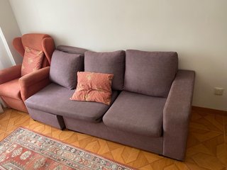 Sofá y sillón de tela