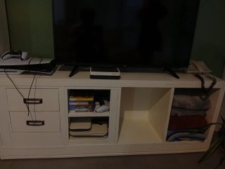 Mueble salón madera pintado a mano