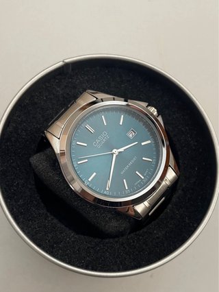 Reloj Casio MTP Plateado y Azul Agua (Turquesa)