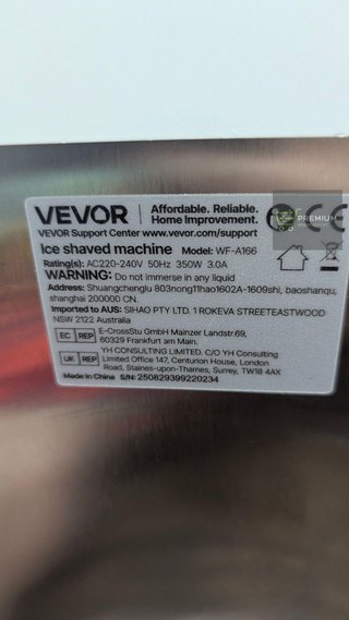 VEVOR Máquina comercial para hacer hielo raspado