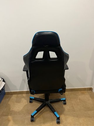 Silla Gaming Azul y Negra Deportiva