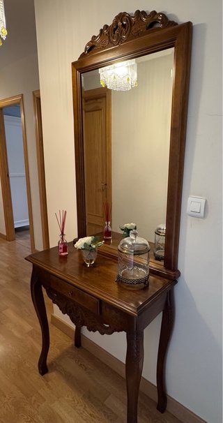 Mueble Recibidor con Espejo de madera
