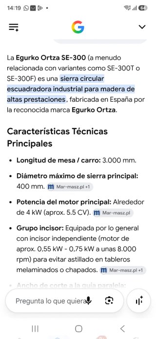 Escuadradora Egurko Ortza 300 PF
