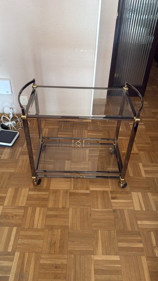 Camarera Vintage de Metal y Cristal