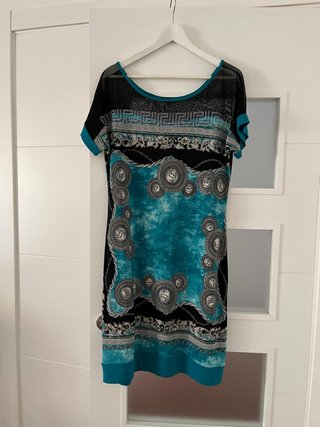 Vestido Salsa Mujer Negro y Turquesa