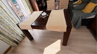 Mesa extensible y 4 Sillas Banak Madera y Mimbre