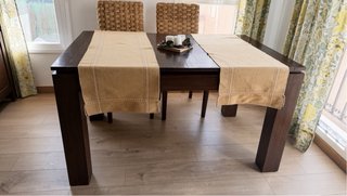 Mesa extensible y 4 Sillas Banak Madera y Mimbre